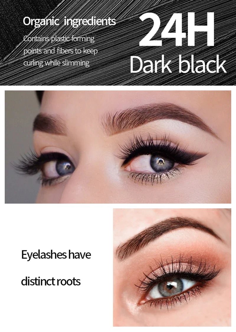 36-Hour Lasting Curling Eyeliner +4D Fiber Mascara Elongate Eyelashes Leopard Print Black Mascara Waterproof Eye Makeup Cosmetic