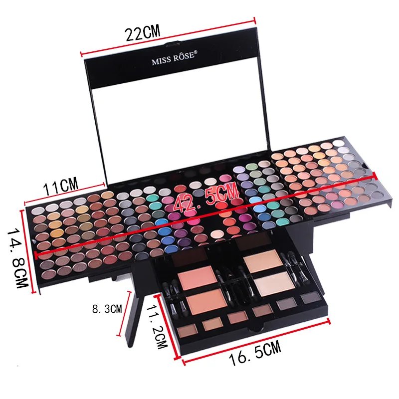 Miss Rose Makeup Case Set Kit-Ultimate Color Combination-Holiday Gift Set Cosmetics Eye Shadow Lip Gloss Blush Combo Palette
