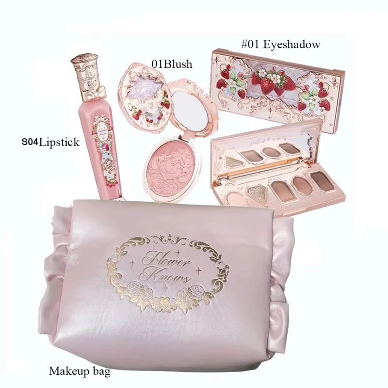 Flower Knows All In One Makeup Set Gift Box Glitter Eye Shadow Palette Matte Blush Long Lasting Velvet Lip Cream With Bag Flower Knows All In One Makeup Set Gift Box Glitter Eye Shadow Palette Matte Blush Long Lasting Velvet Lip Cream With Bag