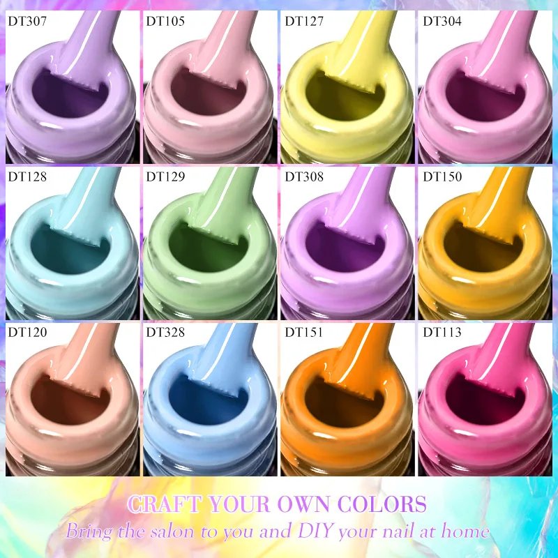 MEET ACROSS 6PCS/SET Macaron Series Gel Nail Polish Set Glitter Semi Permanent UV Nail Kit Base Matte Top Coat Nail Art Manicure