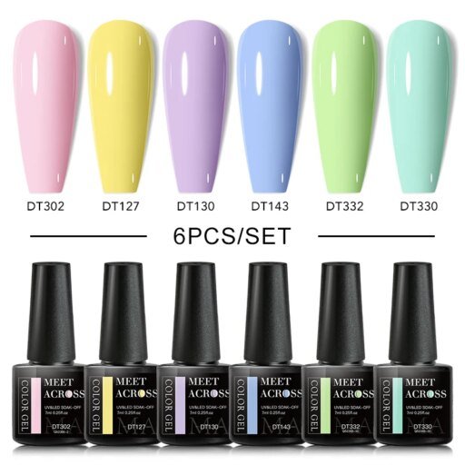 MEET ACROSS 6PCS/SET Macaron Series Gel
