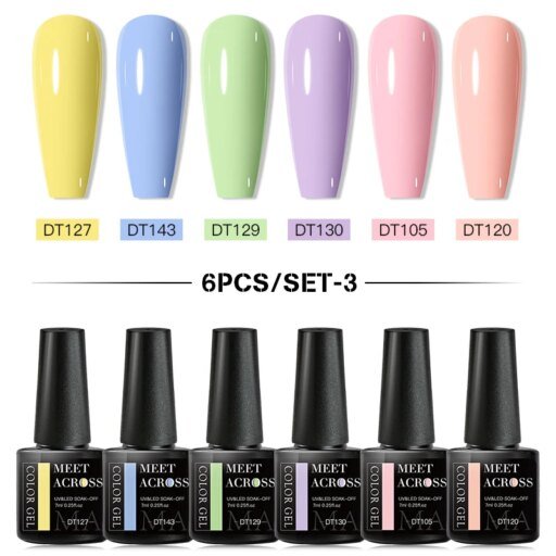 MEET ACROSS 6PCS/SET Macaron Series Gel - Image 2