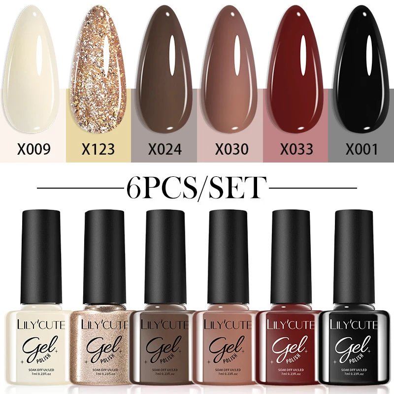 LILYCUTE 6Pcs/Set Gel Nail Polish