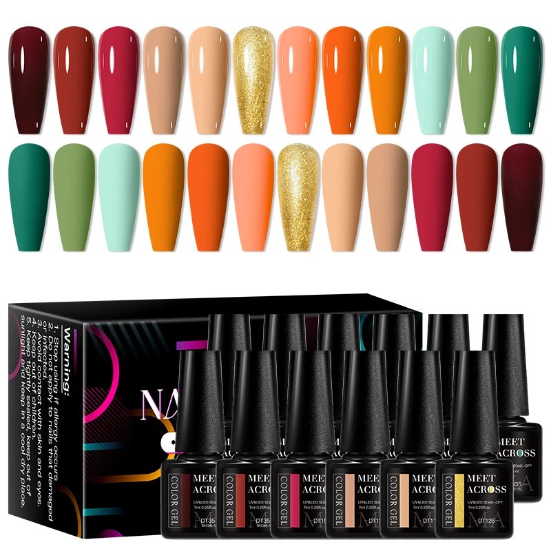 MEET ACROSS 12Pcs/Set 7ml Macaron Gel Nail Polish With Box Semi Permanent UV Gel Soak Off Nail Art Kit Varnish For Manicure MEET ACROSS 12Pcs/Set 7ml Macaron Gel Nail Polish With Box Semi Permanent UV Gel Soak Off Nail Art Kit Varnish For Manicure