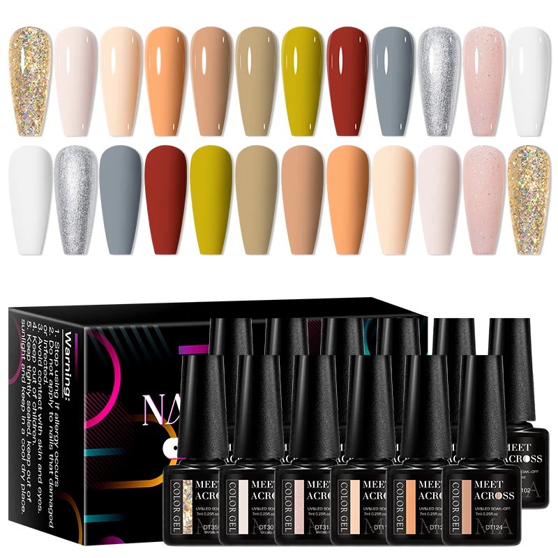 MEET ACROSS 12Pcs/Set 7ml Macaron Gel Nail Polish With Box Semi Permanent UV Gel Soak Off Nail Art Kit Varnish For Manicure MEET ACROSS 12Pcs/Set 7ml Macaron Gel Nail Polish With Box Semi Permanent UV Gel Soak Off Nail Art Kit Varnish For Manicure