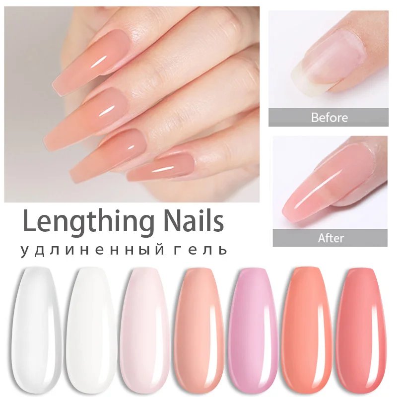 LILYCUTE 15ml Nail Extension Gel Kit Soak Off UV Gel Acrylic White Clear Pink Gel Nail Polish for Home Nail Art salon Set