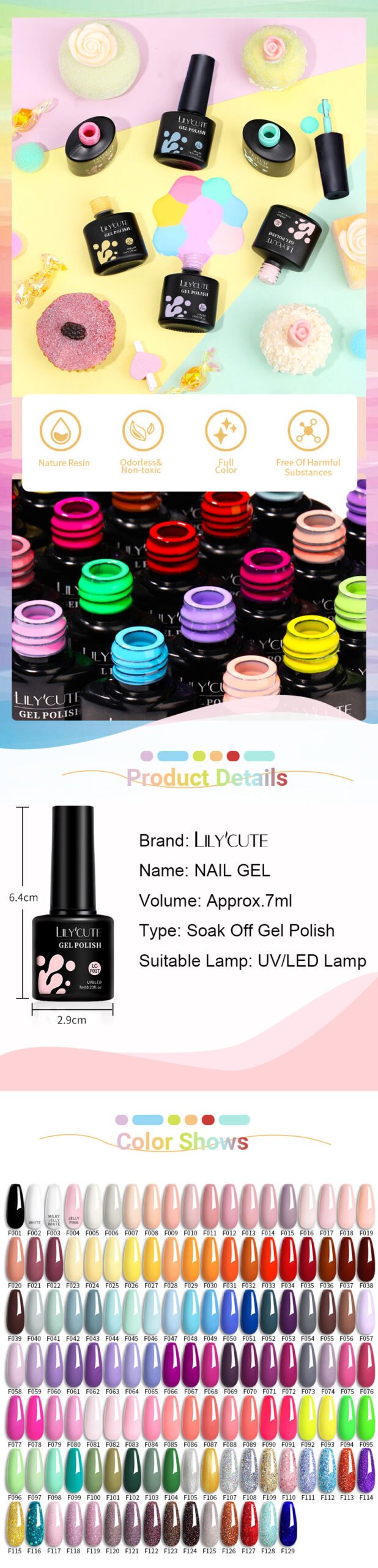LILYCUTE 6Pcs/Set Bright Purple Pink Peach Gel Nail Polish Kit Spring Colorful Semi Permanent Soak Off Nail Art UV Gel Varnish LILYCUTE 6Pcs/Set Bright Purple Pink Peach Gel Nail Polish Kit Spring Colorful Semi Permanent Soak Off Nail Art UV Gel Varnish