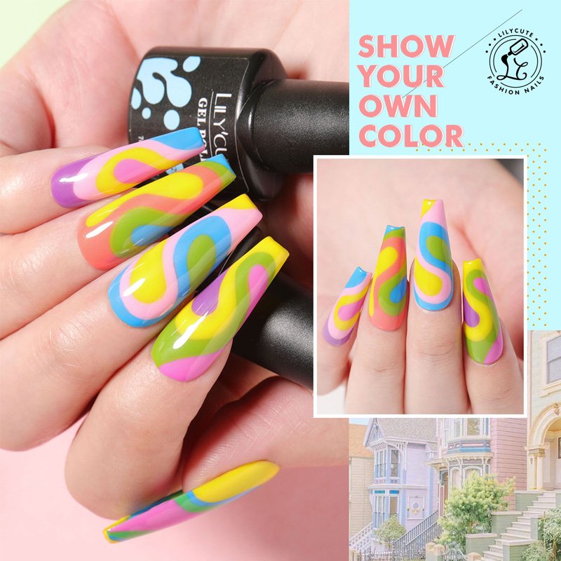 LILYCUTE 6Pcs/Set Bright Purple Pink Peach Gel Nail Polish Kit Spring Colorful Semi Permanent Soak Off Nail Art UV Gel Varnish LILYCUTE 6Pcs/Set Bright Purple Pink Peach Gel Nail Polish Kit Spring Colorful Semi Permanent Soak Off Nail Art UV Gel Varnish