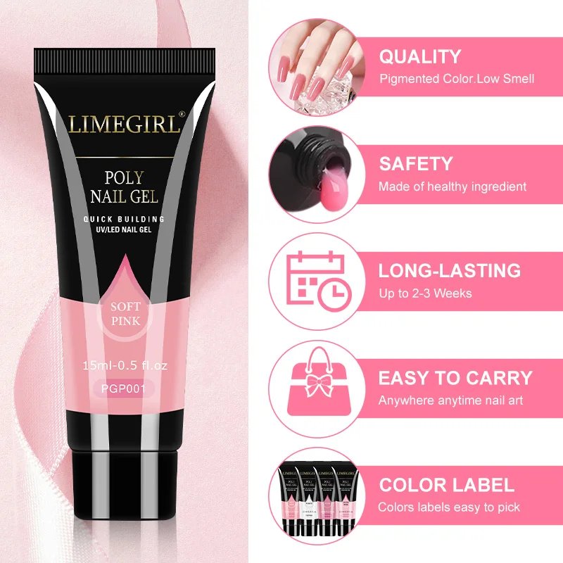 LIMEGIRL Nail Extension Gel Set With UV LED Lamp Quick Extend Mold Nail Kit Gel Set Vernis Semi Permanent For Manicure Set LIMEGIRL Nail Extension Gel Set With UV LED Lamp Quick Extend Mold Nail Kit Gel Set Vernis Semi Permanent For Manicure Set