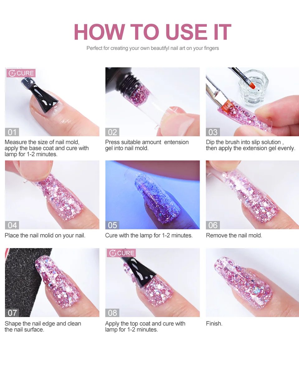 LIMEGIRL Nail Extension Gel Set With UV LED Lamp Quick Extend Mold Nail Kit Gel Set Vernis Semi Permanent For Manicure Set LIMEGIRL Nail Extension Gel Set With UV LED Lamp Quick Extend Mold Nail Kit Gel Set Vernis Semi Permanent For Manicure Set