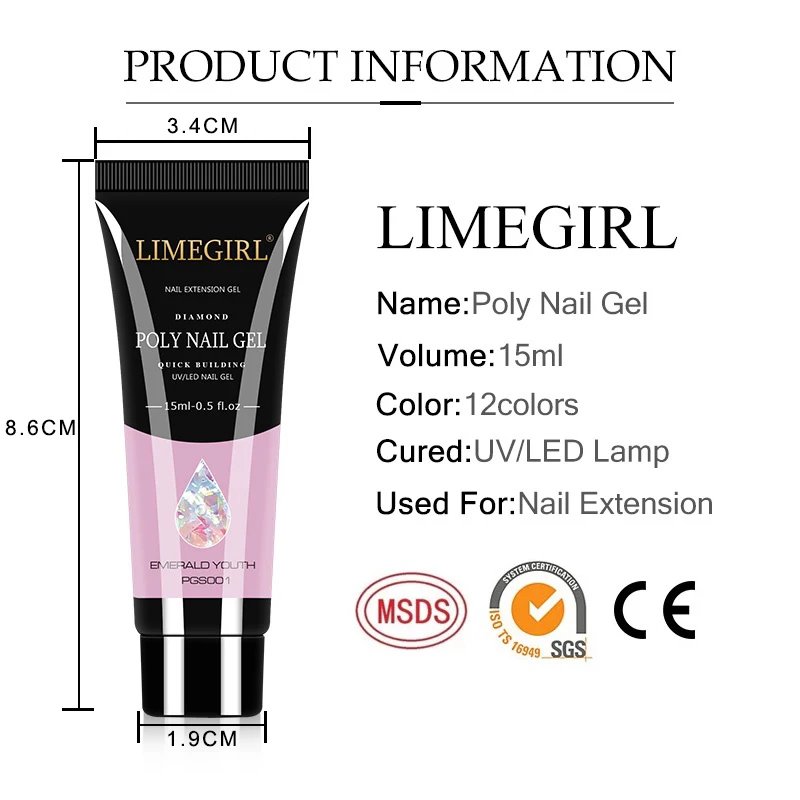 LIMEGIRL Nail Extension Gel Set With UV LED Lamp Quick Extend Mold Nail Kit Gel Set Vernis Semi Permanent For Manicure Set LIMEGIRL Nail Extension Gel Set With UV LED Lamp Quick Extend Mold Nail Kit Gel Set Vernis Semi Permanent For Manicure Set