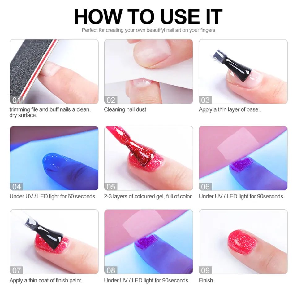 Manicure Set With Nail Drying Lamp UV Nail Gel Polish Kit 6 Colors Gel Polish Set Semi Permanent Varnish Nail Tools Kit