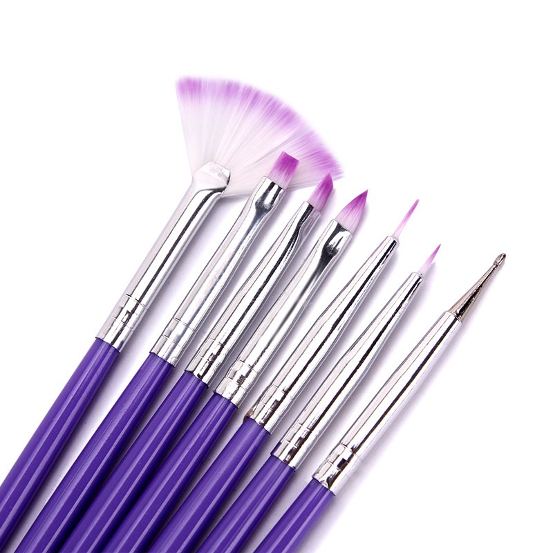 Set Purple Nail Brushes for Painting Set Purple Nail Brushes for Painting