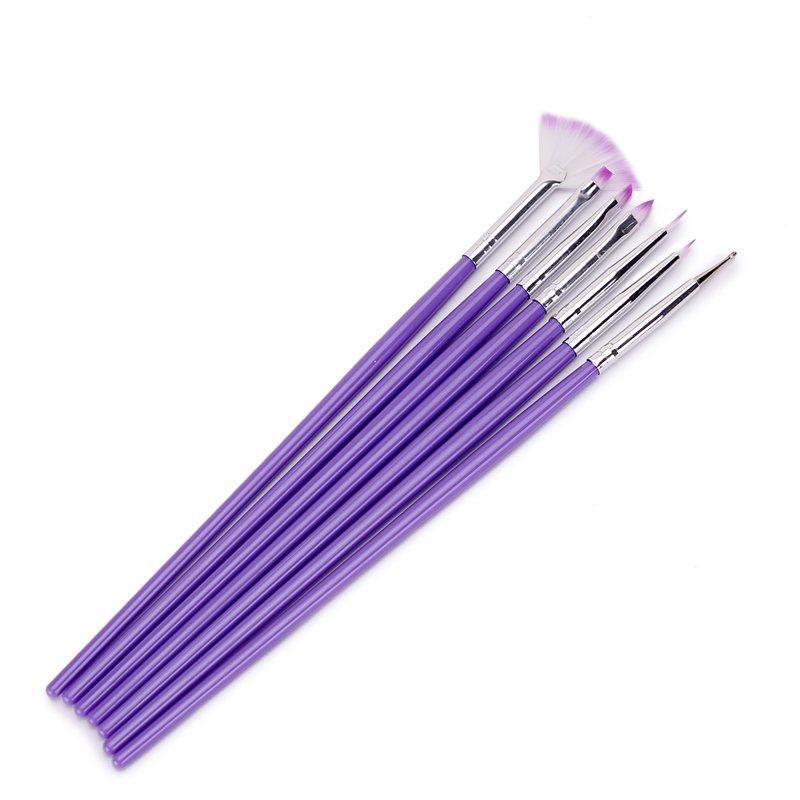 Set Purple Nail Brushes for Painting Set Purple Nail Brushes for Painting