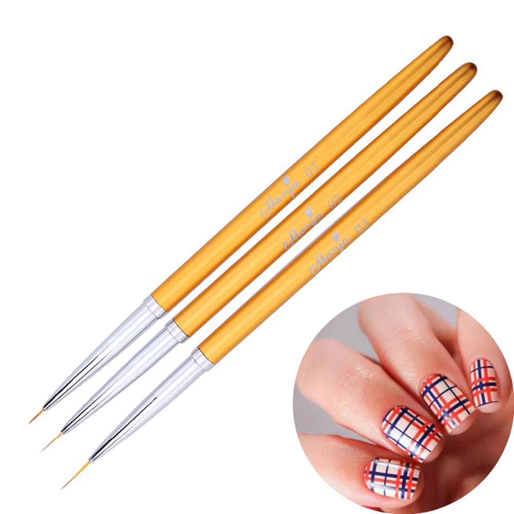 Set Gold Metal Nail Art Liner Brushes Set Gold Metal Nail Art Liner Brushes