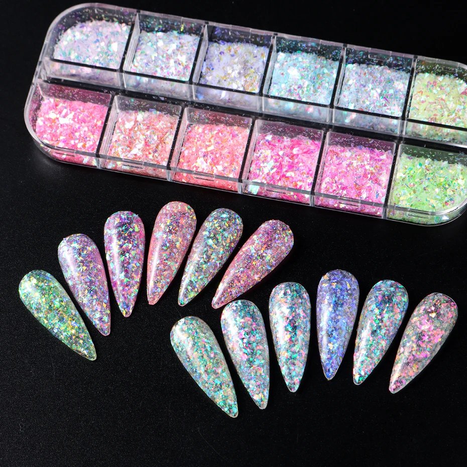 12 Grids Aurora Chameleon Nail Glitter 12 Grids Aurora Chameleon Nail Glitter