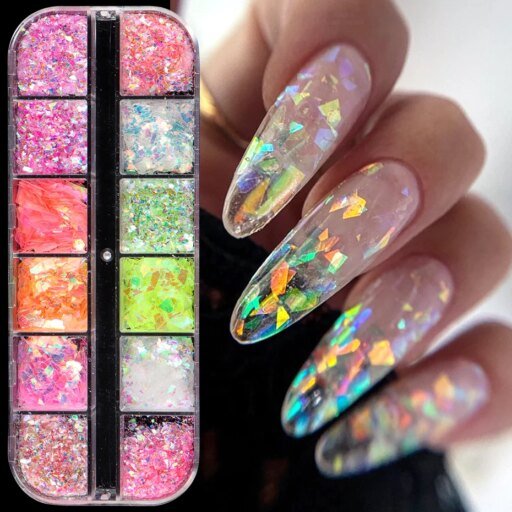 12 Grids Aurora Chameleon Nail Glitter
